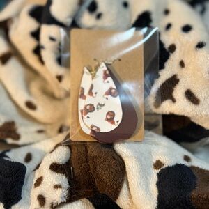 Brown and White Teardrop Earrings